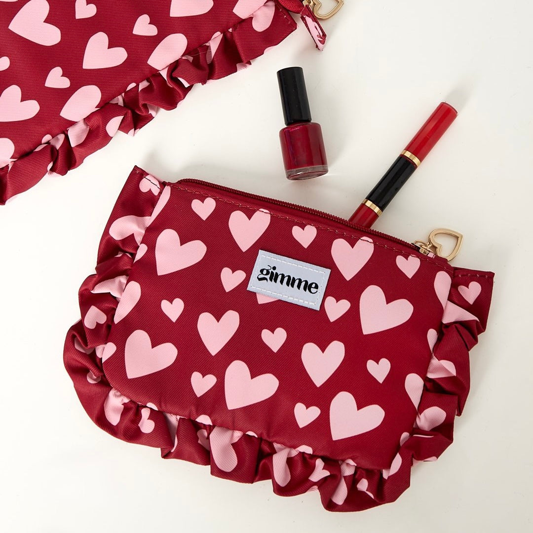 Make-Up tasje met hartjes - rood