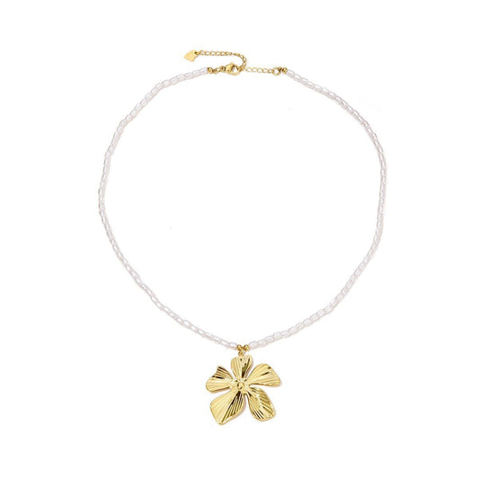 Parel ketting met bloem