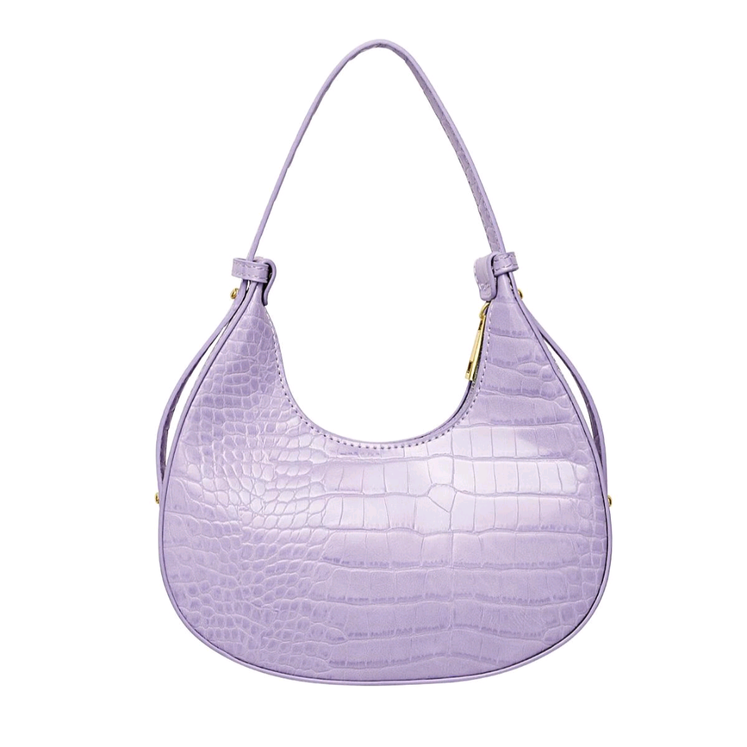 Handtas imitatieleer met print - lila