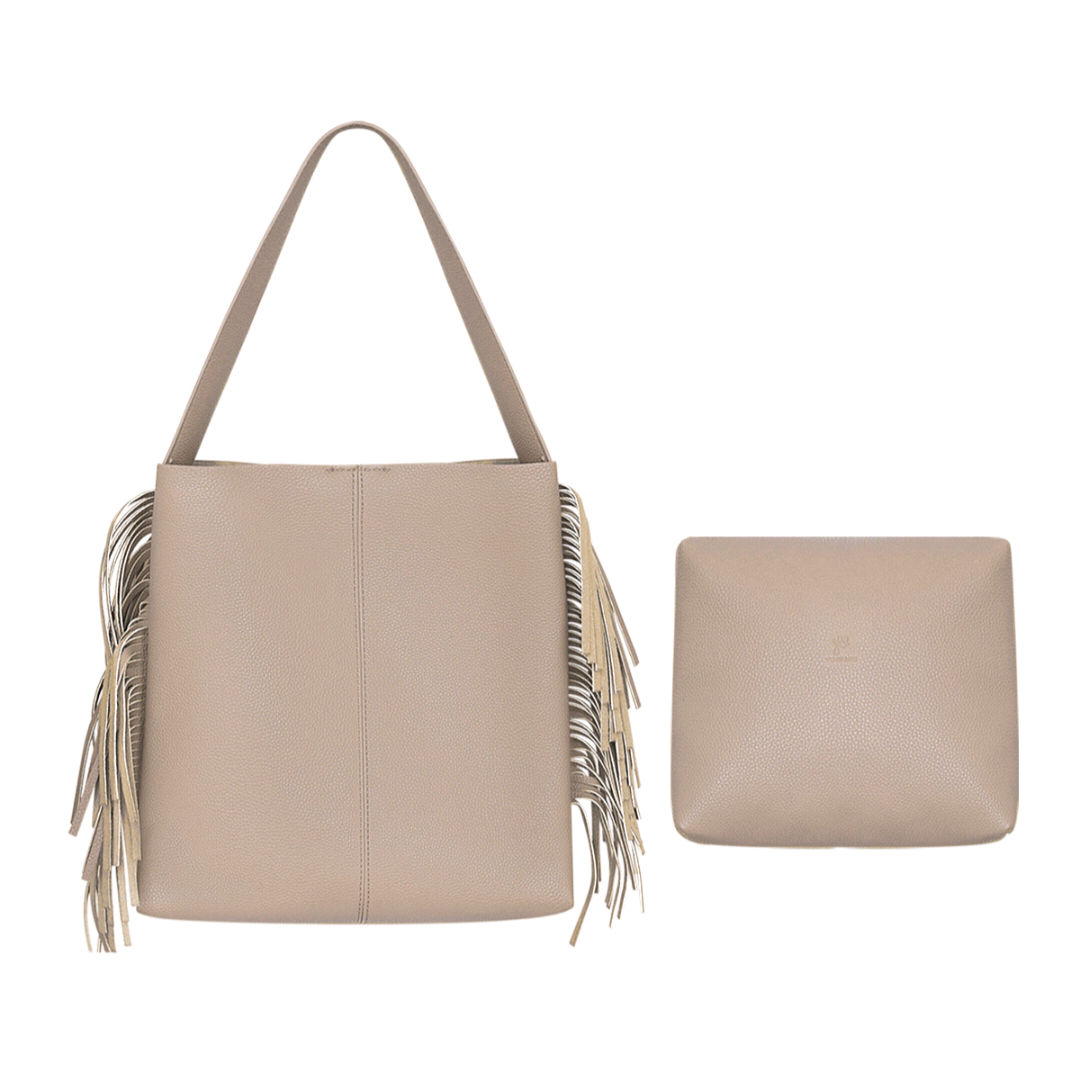 Handtas franjes - beige