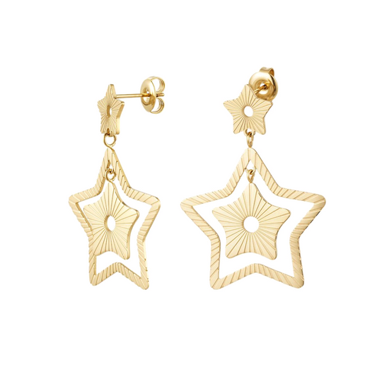 Oorbellen twee sterren - goud