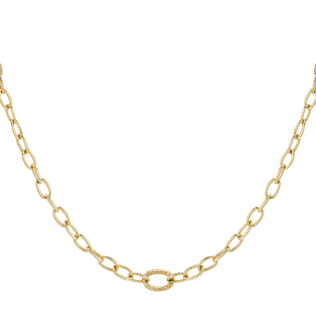 Schakel ketting met structuur - goud