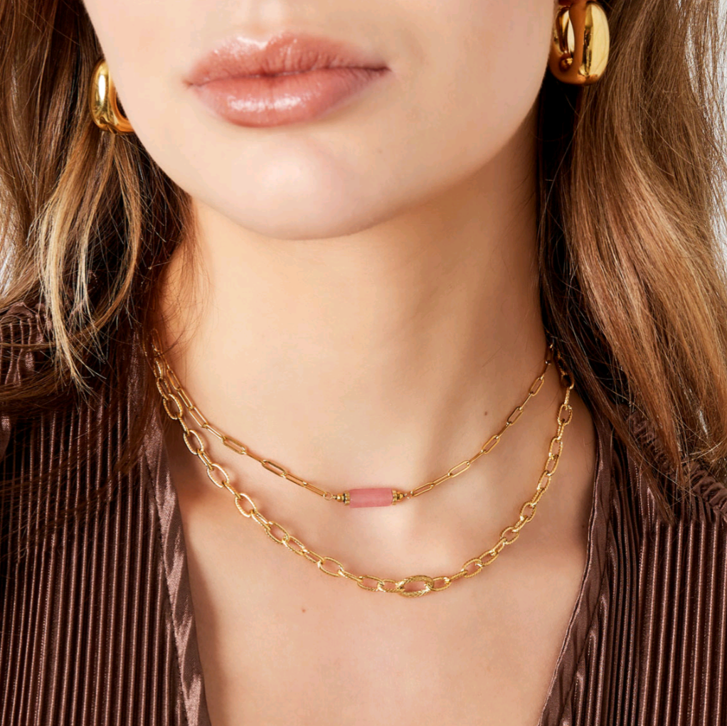 Schakelketting met structuur - zilver