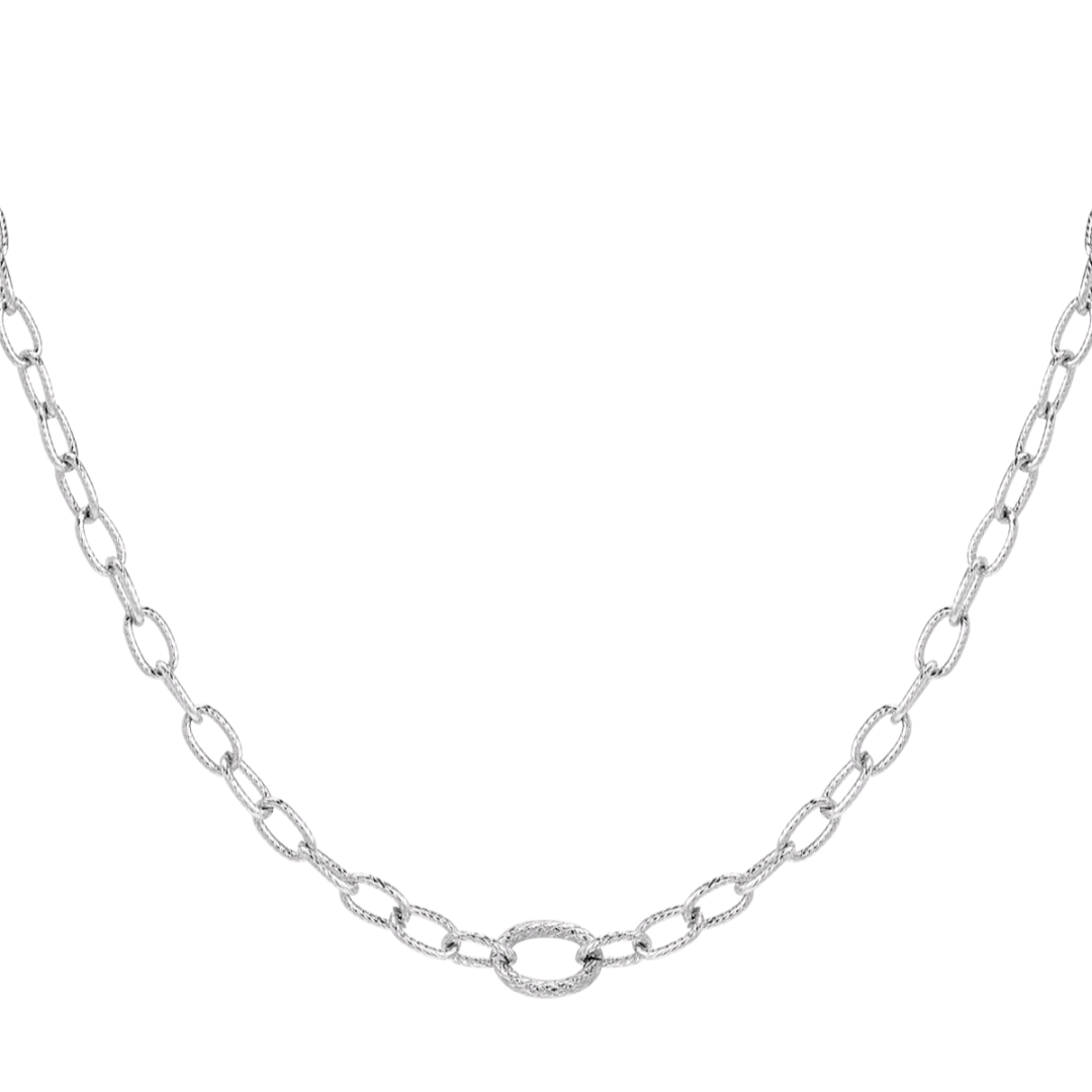 Schakelketting met structuur - zilver
