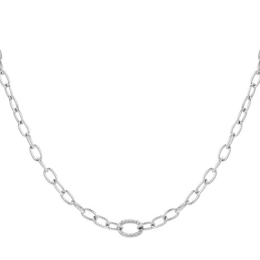 Schakelketting met structuur - zilver
