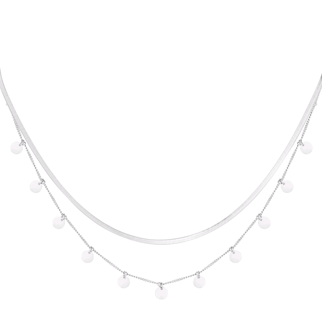 Dubbele ketting muntjes - zilver