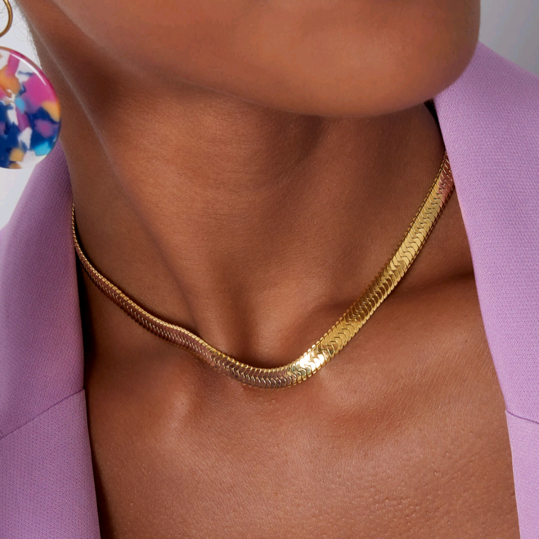 Plat gevlochten ketting - zilver