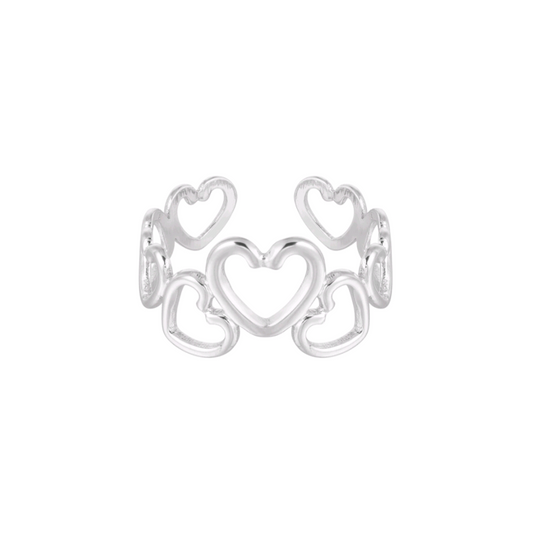 Ring hartjes - zilver