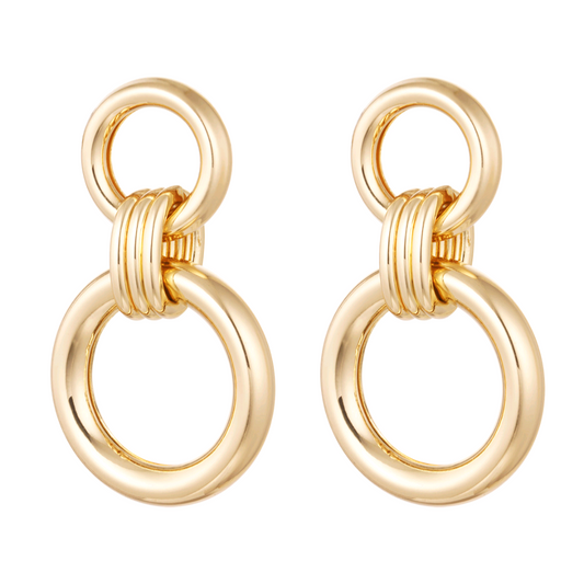Oorbellen verbonden cirkels - goud