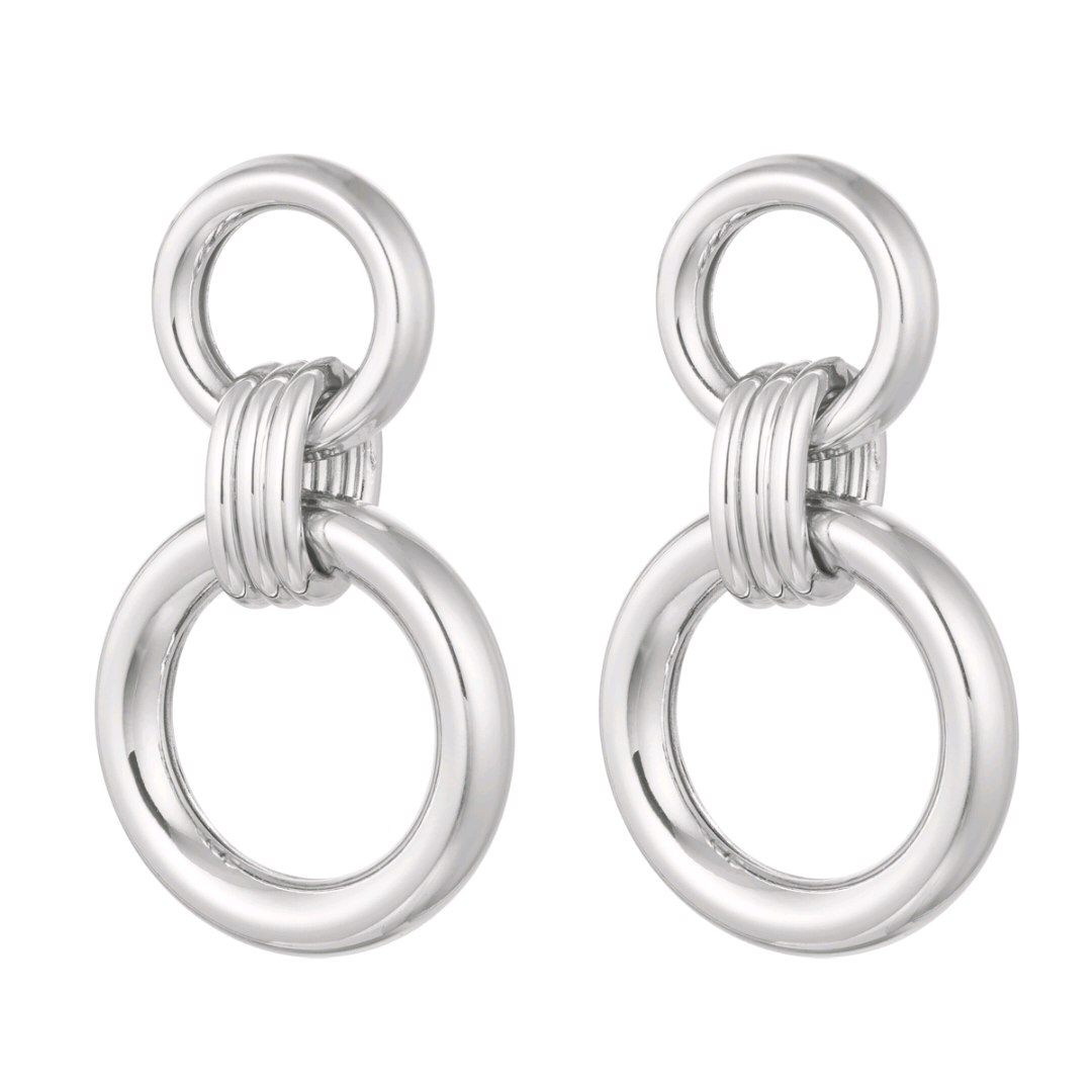 Oorbellen verbonden cirkels - zilver