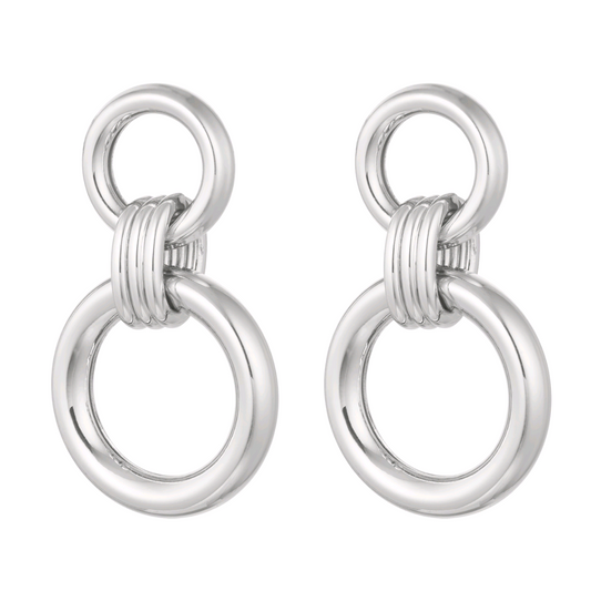 Oorbellen verbonden cirkels - zilver