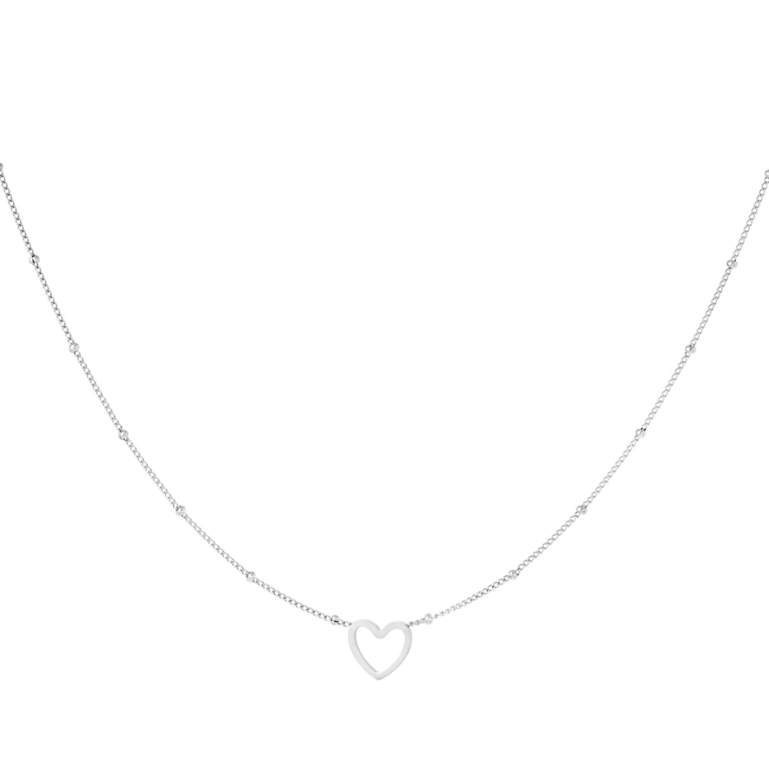 Ketting open hart - zilver