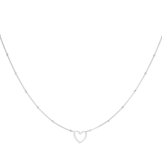 Ketting open hart - zilver