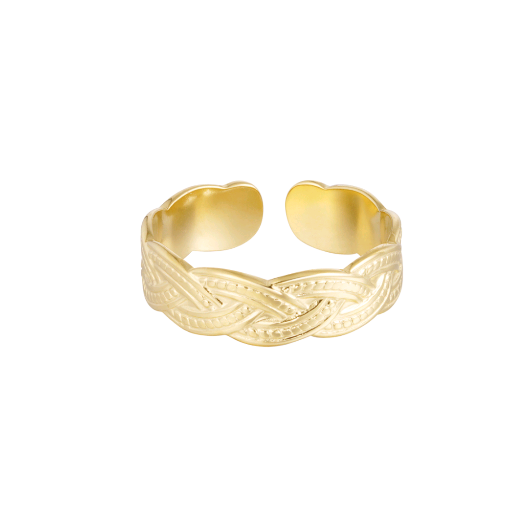 Ring gevlochten print - goud