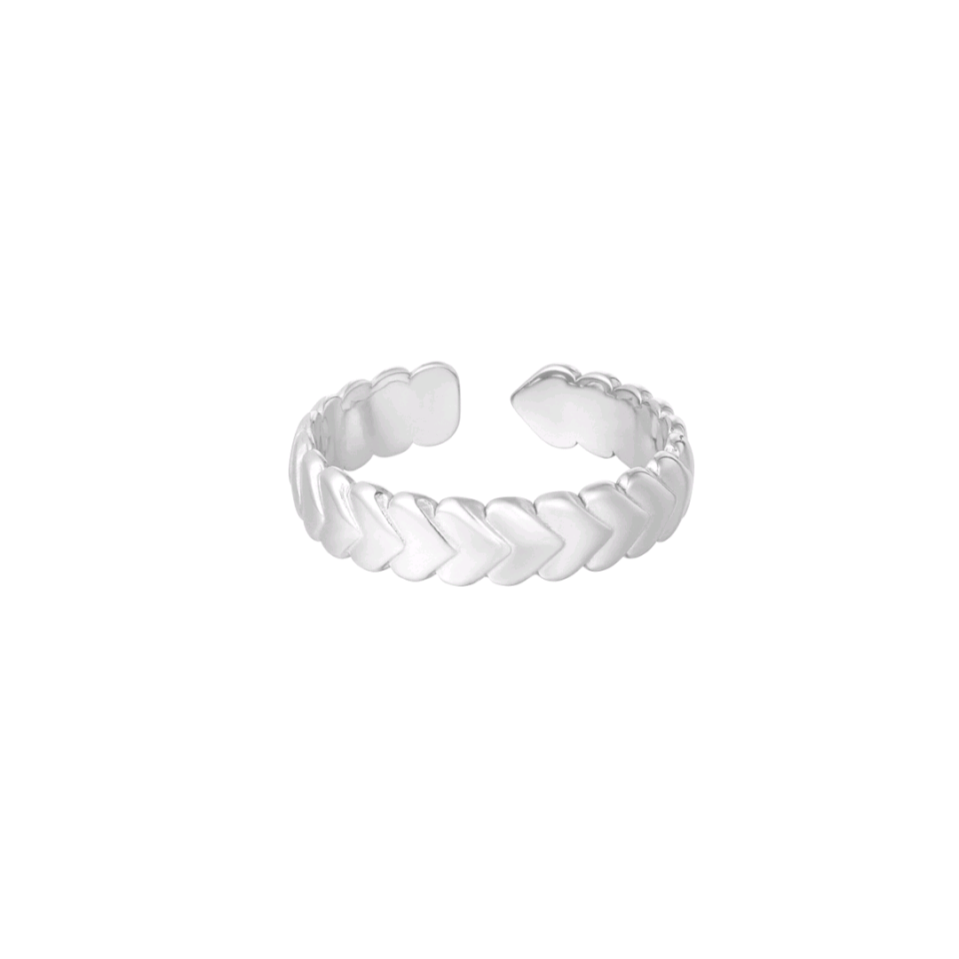 Ring hartjes - zilver