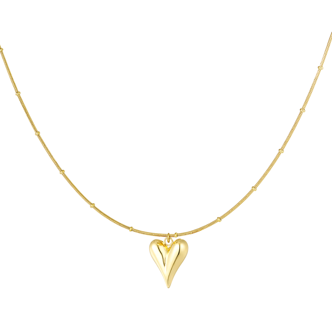 Bolletjes ketting met hart - goud