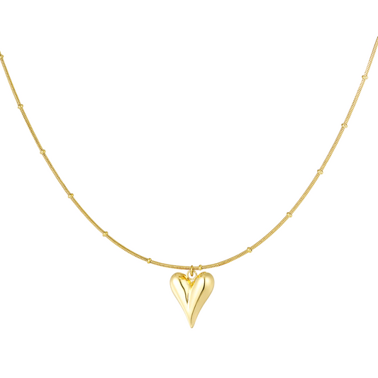 Bolletjes ketting met hart - goud