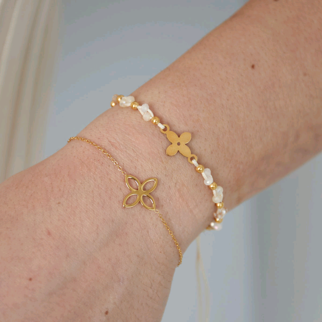 Zomerarmband met kralen - beige