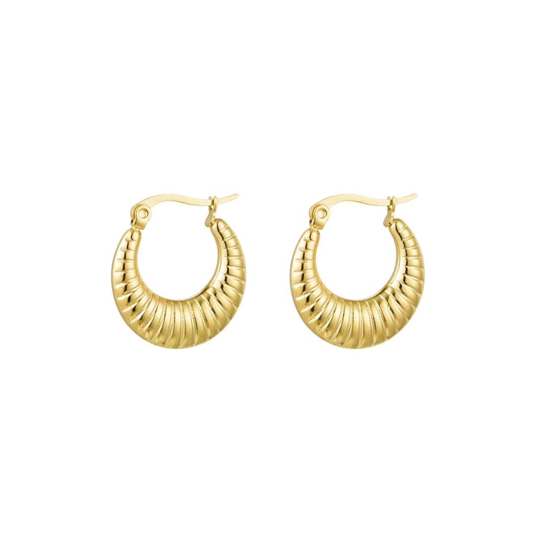 Oorbellen basic met print - goud