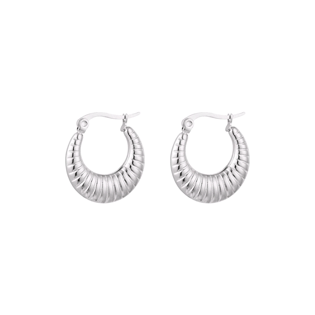 Oorbellen basic met print - zilver