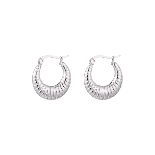 Oorbellen basic met print - zilver