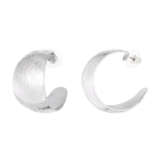 Ronde oorbellen met patroon - zilver