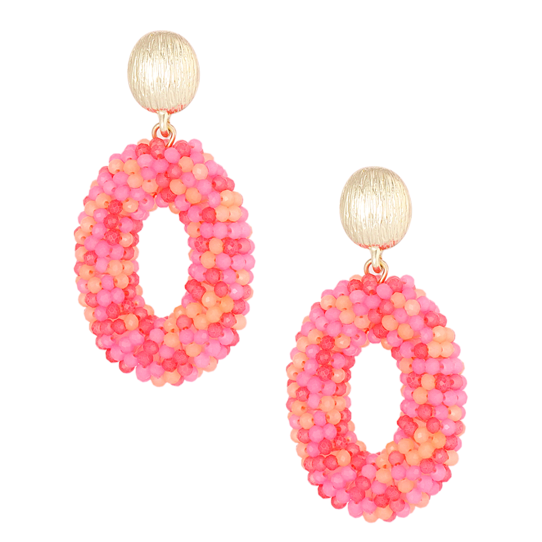 Ovale discodip oorbellen - fuchsia