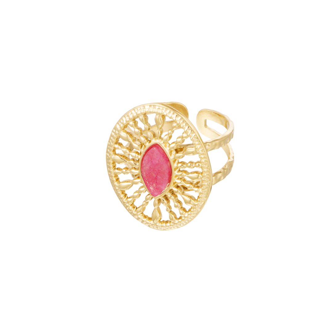 Ring rond barok met steen - roze