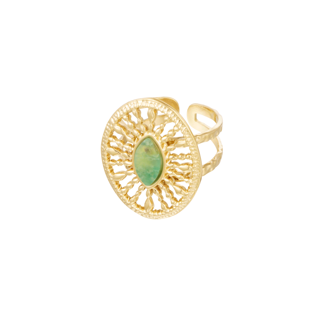 Ring rond barok met steen - groen