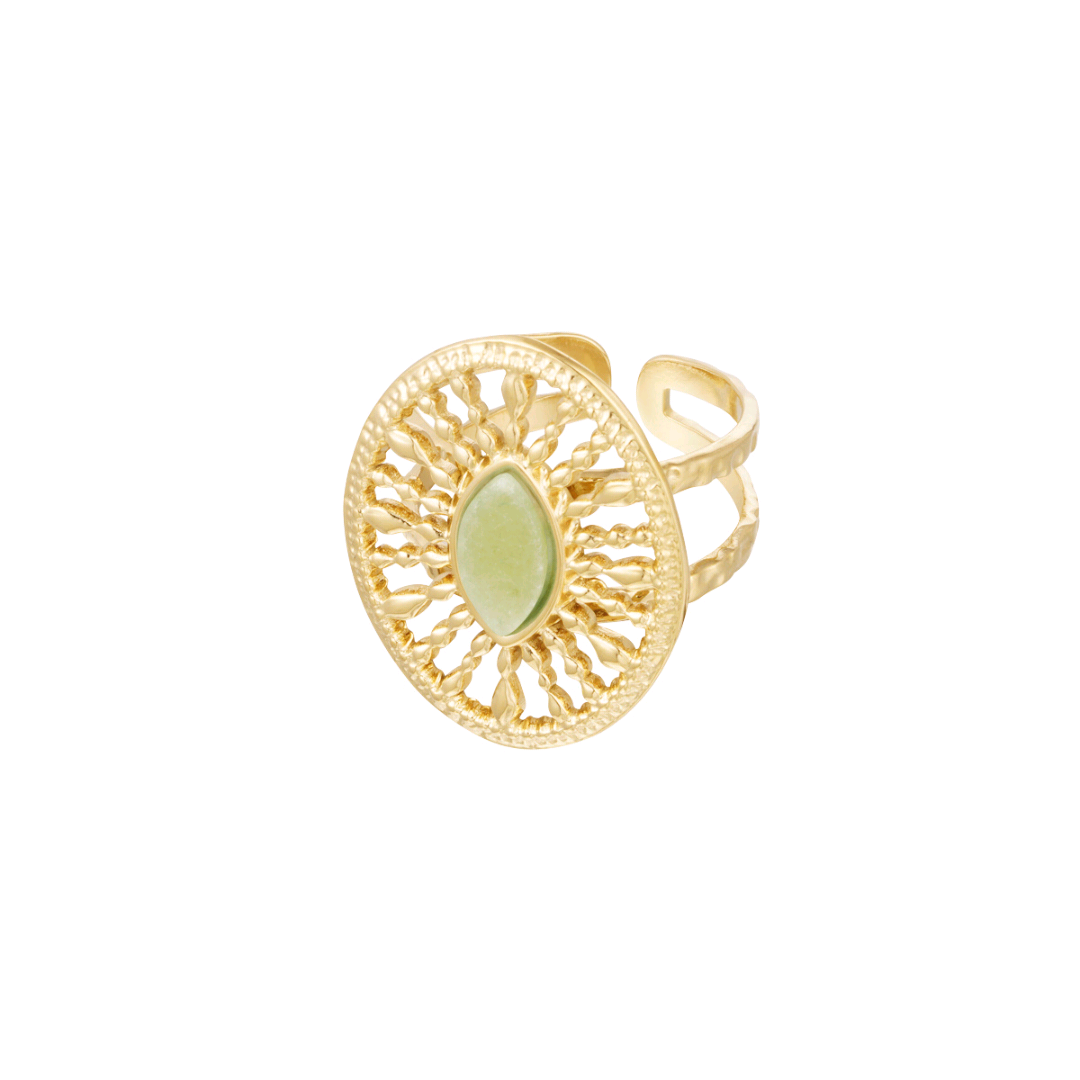 Ring rond barok met steen - lichtgroen