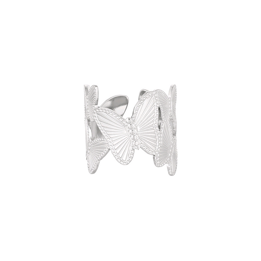 Ring vlinder - zilver