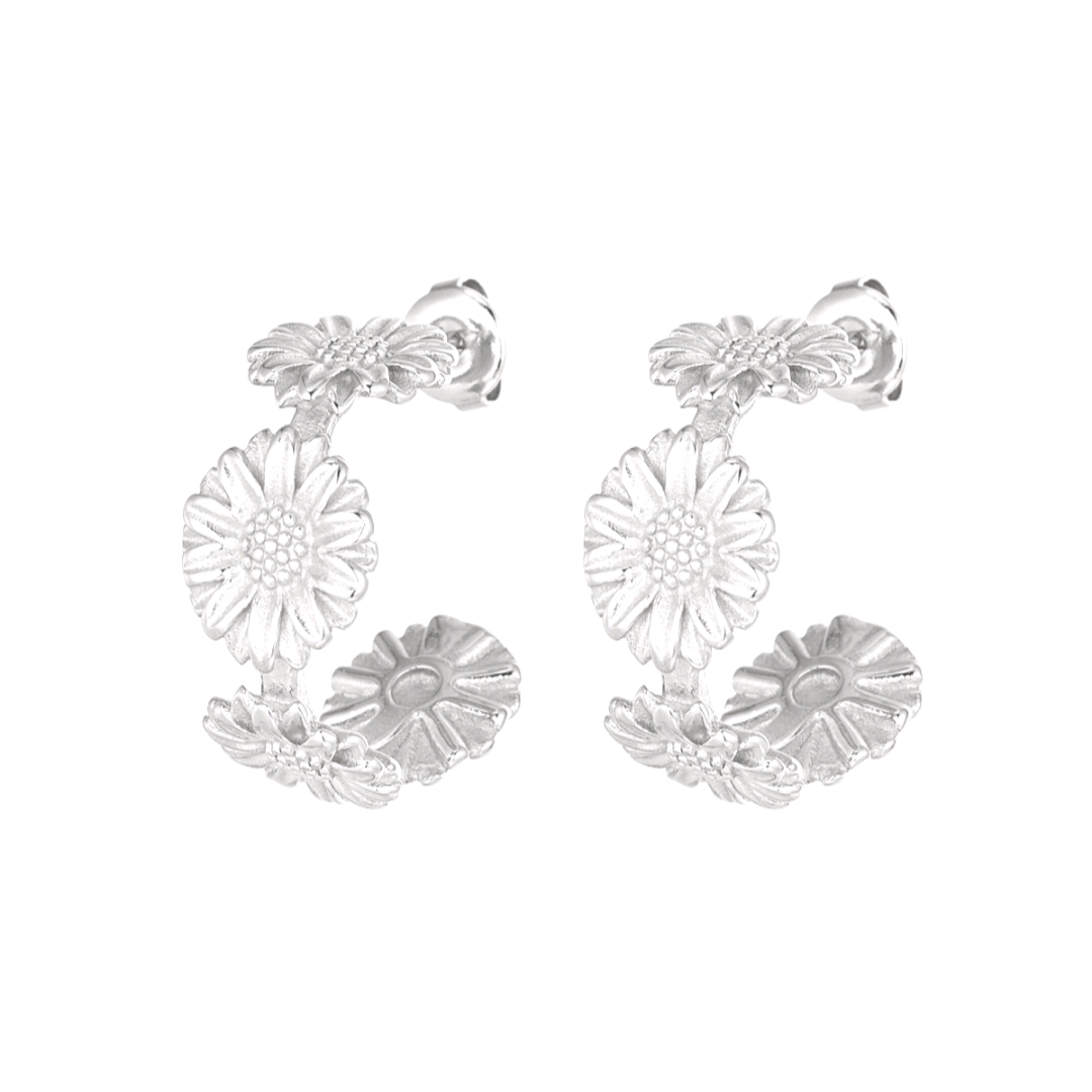 Oorbellen bloemen party - zilver