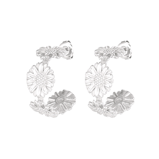 Oorbellen bloemen party - zilver