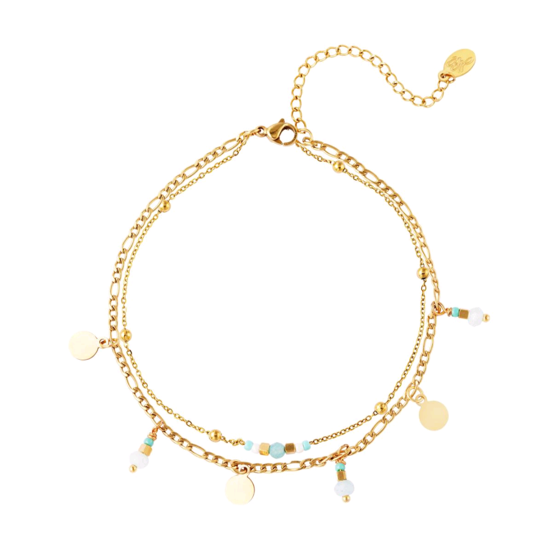 Dubbel gelaagd enkelbandje - blauw