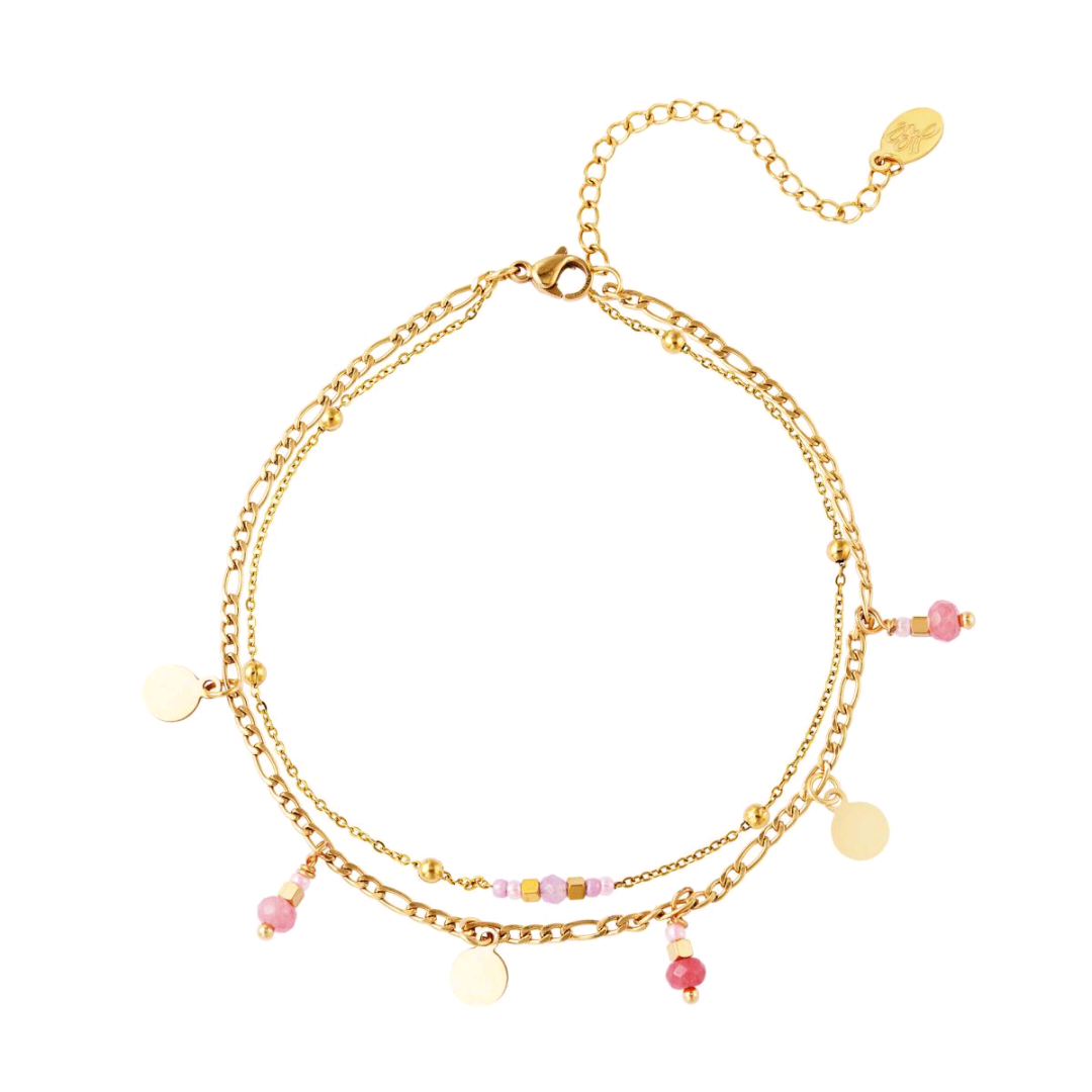 Dubbel gelaagd enkelbandje - roze