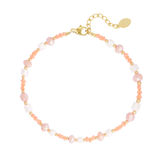 Strand vibe enkelbandje - oranje/goud