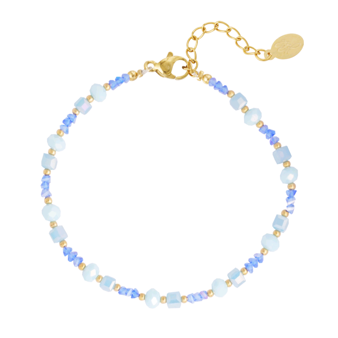 Strand vibe enkelbandje - blauw/goud