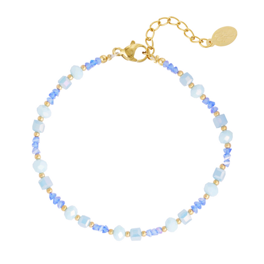Strand vibe enkelbandje - blauw/goud
