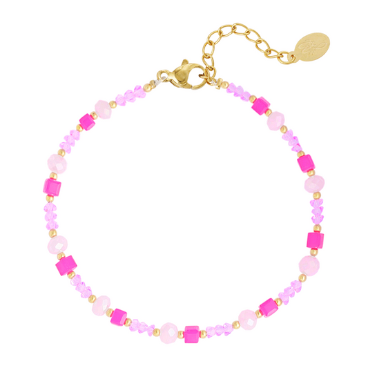 Strand vibe enkelbandje - roze/goud