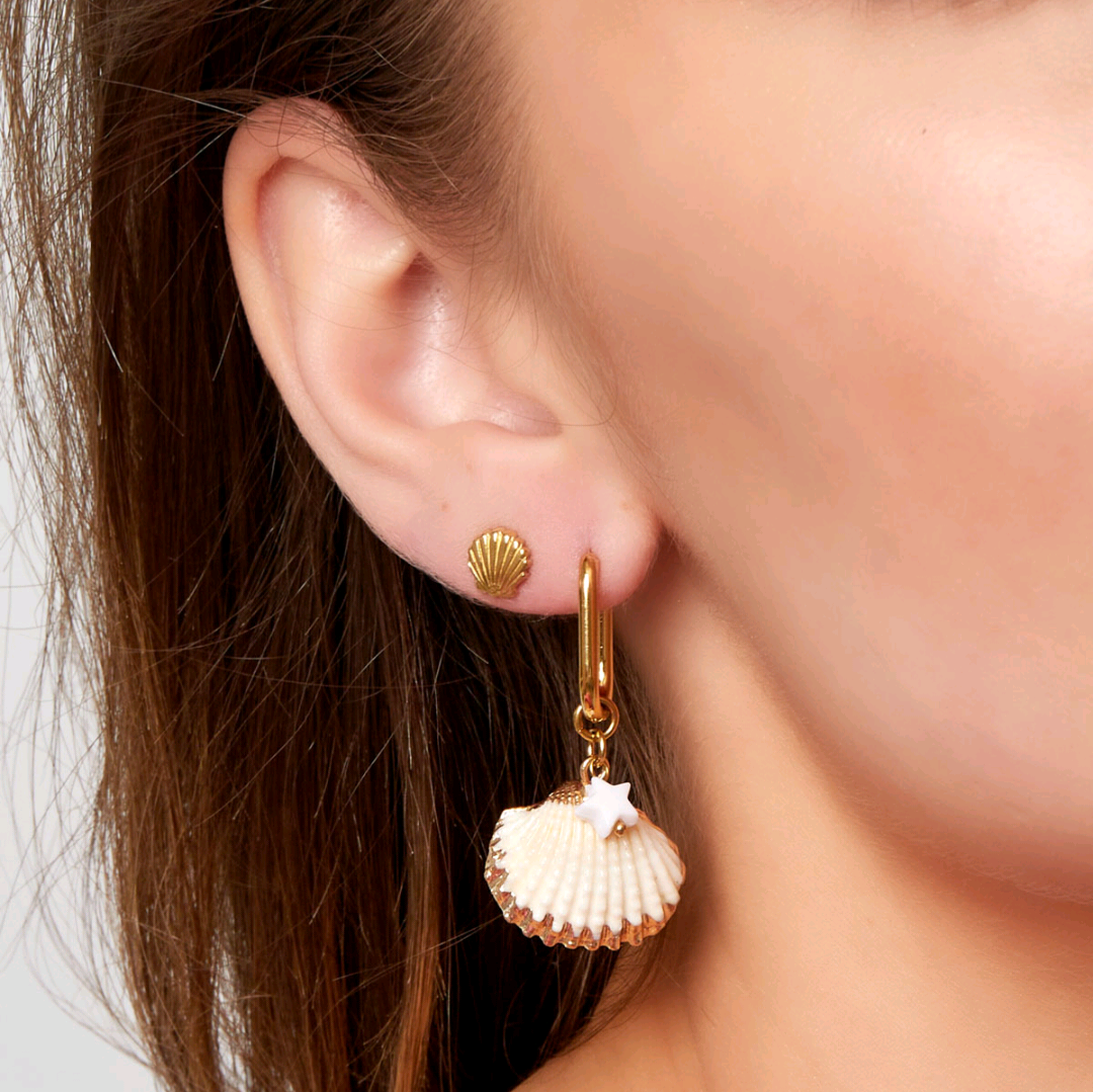 Oorstekers schelp - zilver