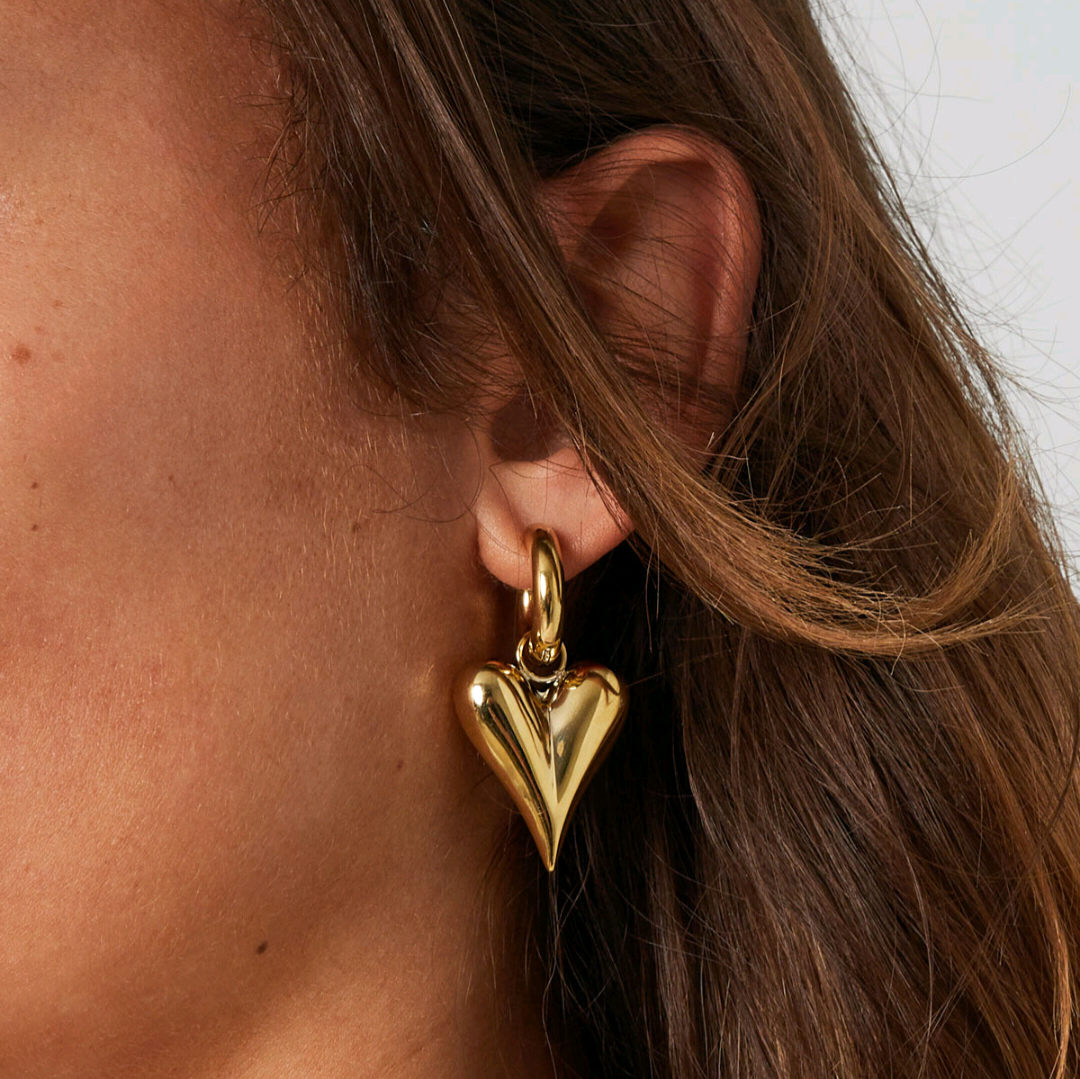 Oorbellen met harthangers groot - zilver