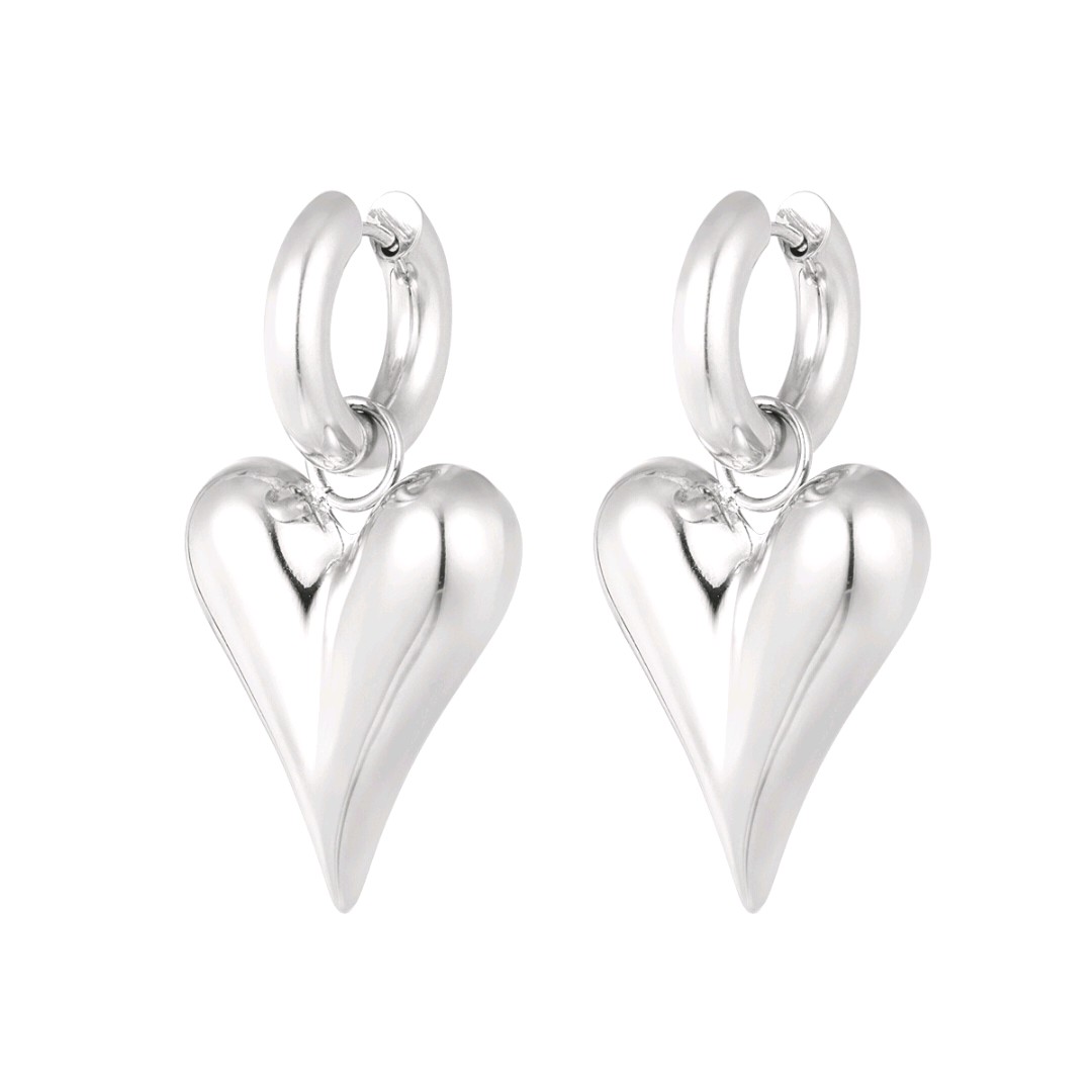 Oorbellen met harthangers groot - zilver