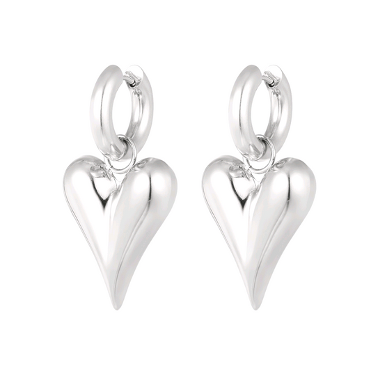 Oorbellen met harthangers groot - zilver