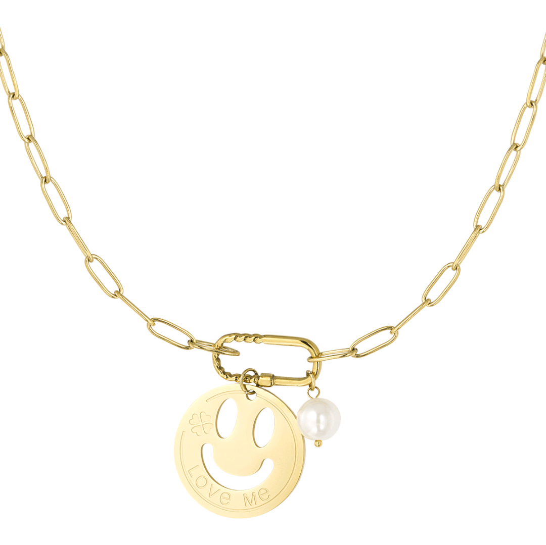 Smiley schakelketting - goud