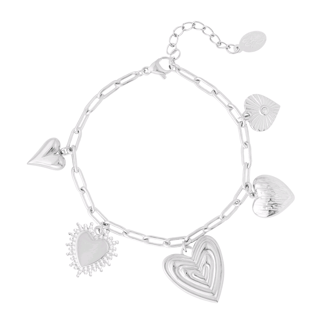 Bedelarmband hearts for the win- zilver