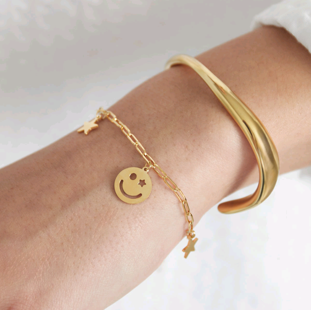 Happy night bedelarmband - zilver