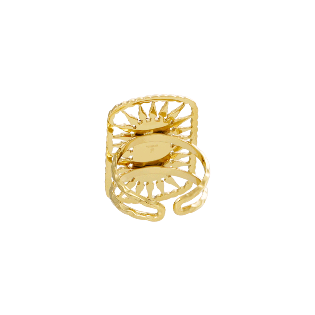 Ring lange steen - roze/goud