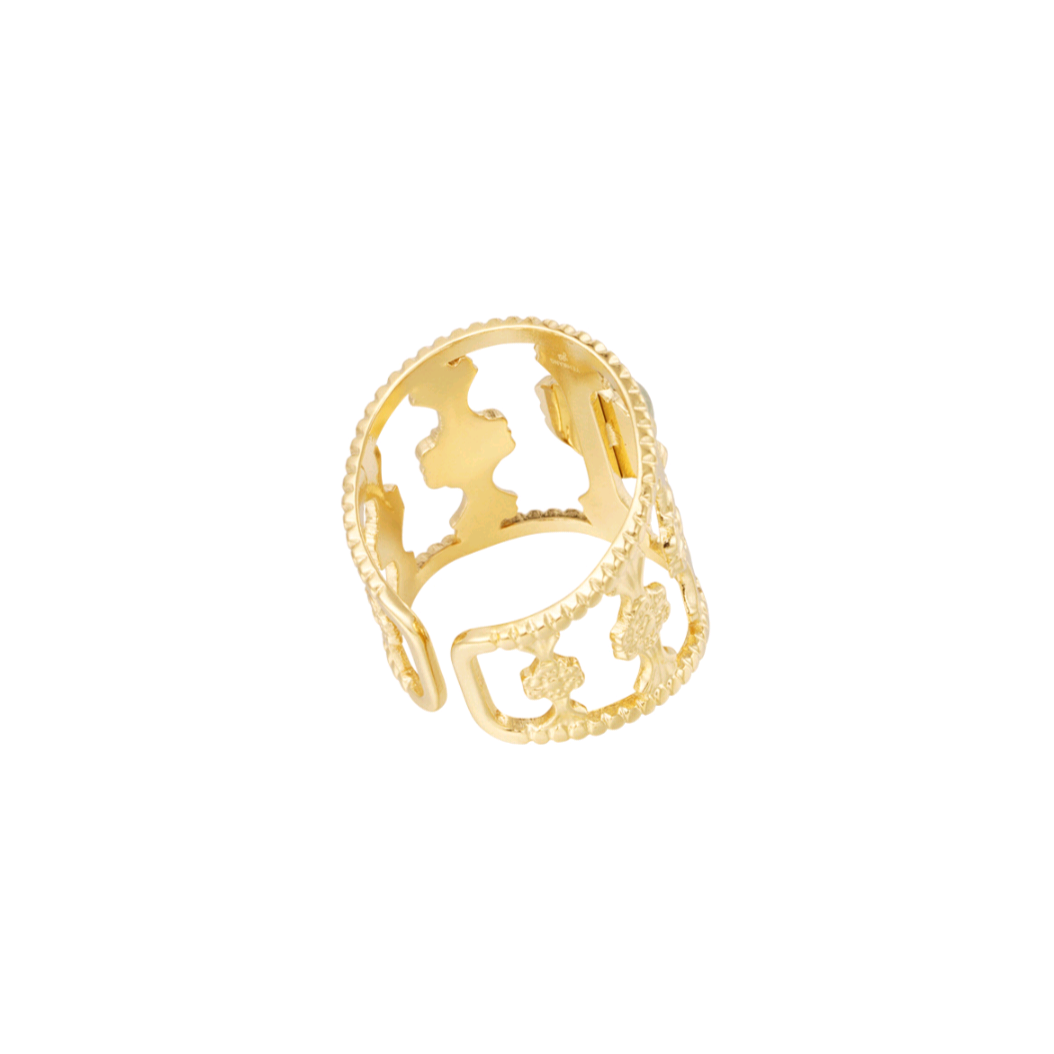 Sierlijke ring met steen - beige