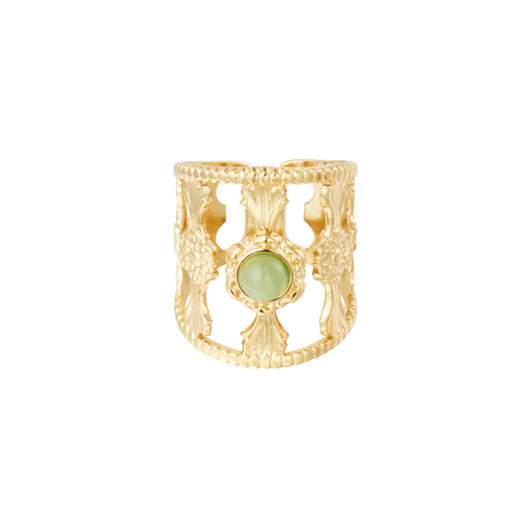 Sierlijke ring met steen - groen