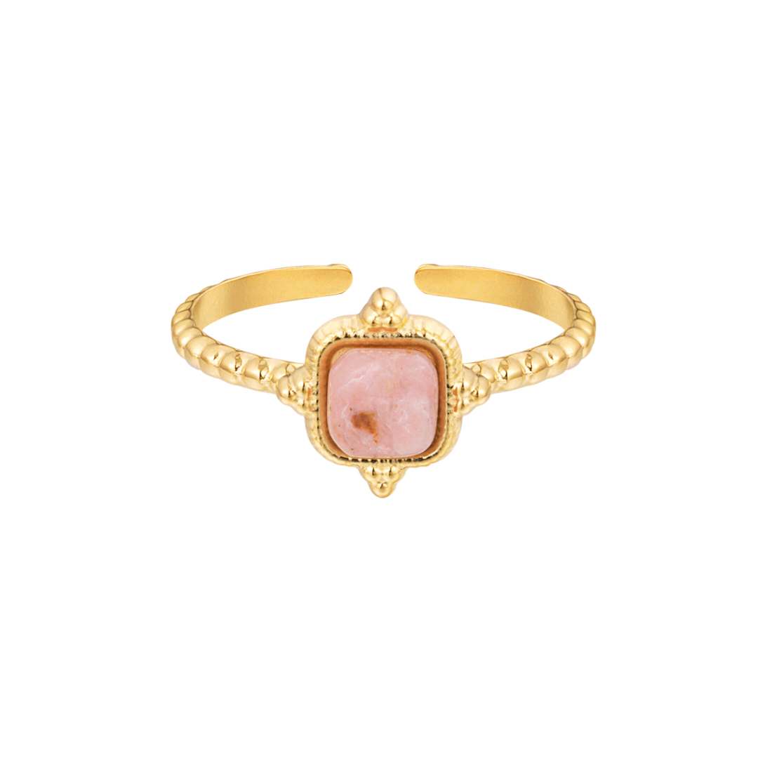 Ring vintage vierkant - roze